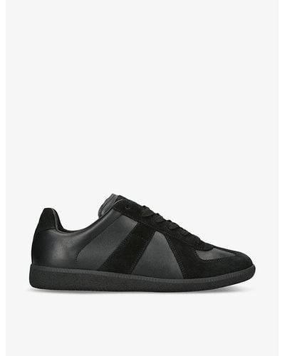 Maison Margiela Replica Paneled Leather Low-top Sneakers - Black