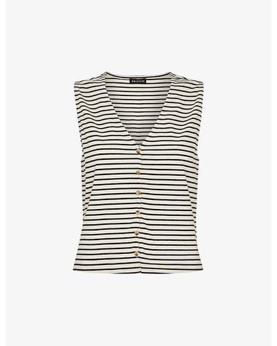 Whistles Stripe-pattern Stretch-cotton Top - Natural