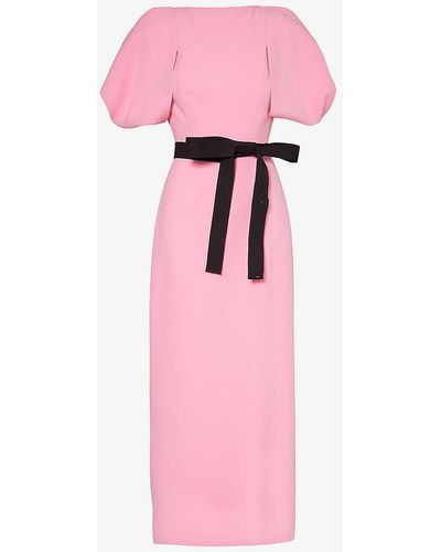 ROKSANDA Clemente Bow-embellished Woven Maxi Dress - Pink