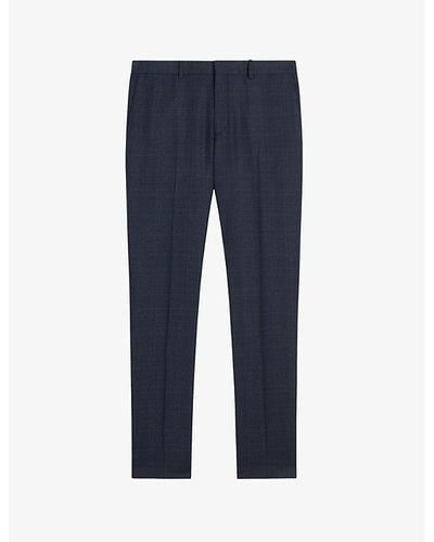 Ted Baker Cromts Checked Straight-leg Wool Pants - Blue