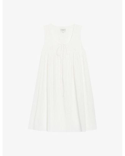 Claudie Pierlot Rozen Ruched Cotton Mini Dress - White