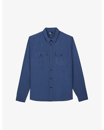 The Kooples Middle Vy Classic-collar Straight-cut Woven Shirt - Blue