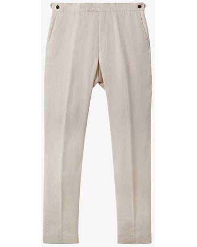 Reiss Kin Pressed-crease Slim-fit Linen Trousers - Natural