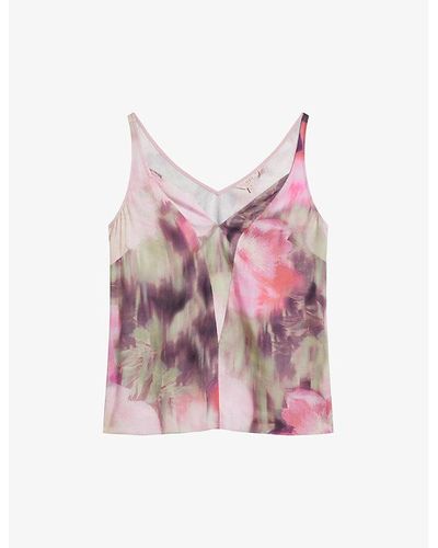 Ted Baker Nethiia Floral-print V-neck Woven Cami Top - Pink
