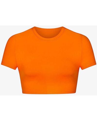 Skims T-shirt Recycled Stretch-nylon Bikini Top X - Orange