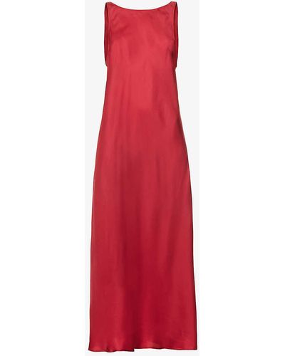 LeKasha Tabundy Sleeveless Silk Maxi Dress - Red