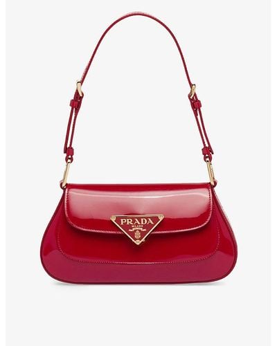 Prada Cleo Patent-leather Shoulder Bag - Red