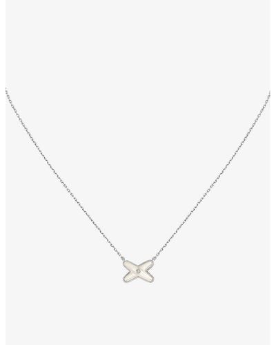 Chaumet Jeux De Liens 18ct White-gold, 0.01ct Brilliant-cut Diamond And Mother-of-pearl Necklace - Natural