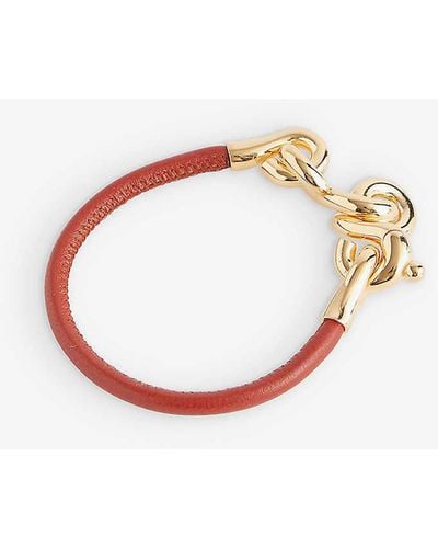 Bottega Veneta Chain-knot Leather And Sterling-silver Bracelet - Pink