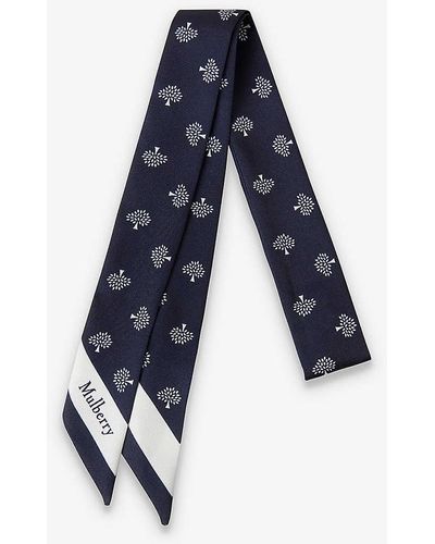 Mulberry Tree Logo-print Recycled-polyester Scarf - Blue