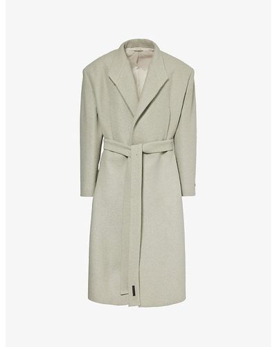 Fear Of God Tie-fastened Relaxed-fit Wool Overcoat - Grey
