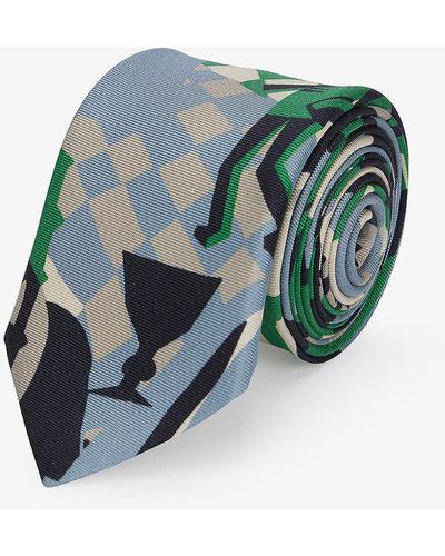 Paul Smith Souvenir Graphic-print Silk Tie - Green