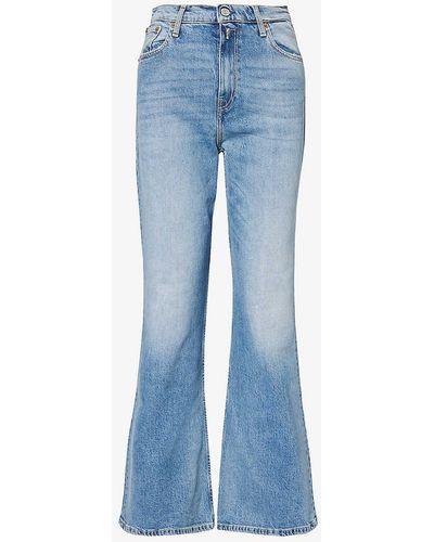 Replay Teia Regular-fit Flared-leg Stretch-denim Jeans - Blue