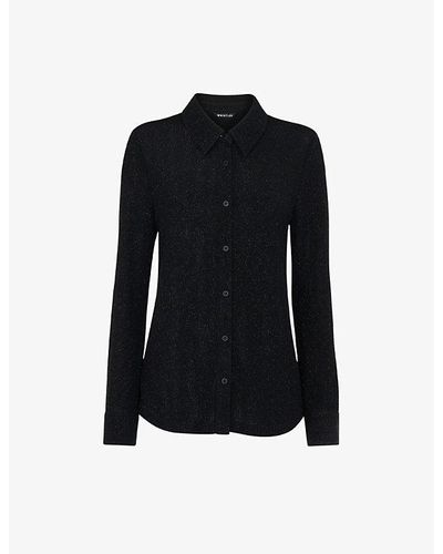 Whistles Grace Sparkle-detail Woven Shirt - Black