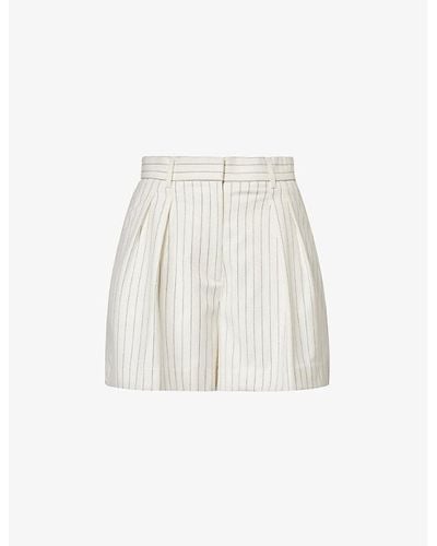 Rebecca Vallance High-rise Striped-pattern Stretch-woven Shorts - White
