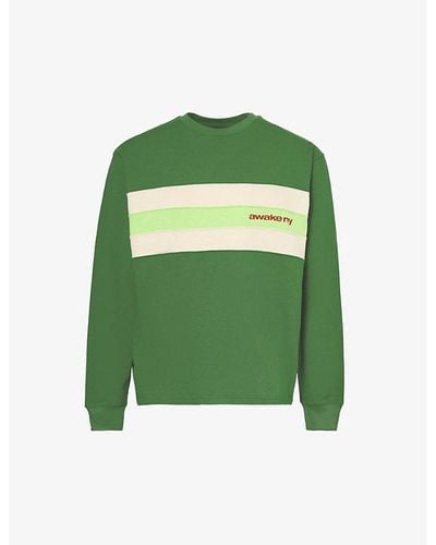 AWAKE NY Stripe Long-sleeved Cotton-jersey Sweatshirt - Green