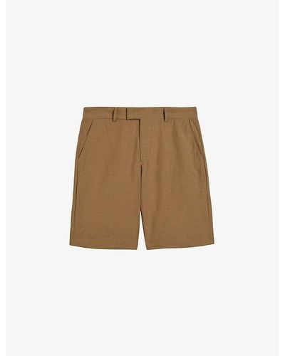 Ted Baker Cleeves Straight-leg Cotton And Linen Shorts - Natural