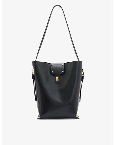 AllSaints Miro Branded-hardware Leather Shoulder Bag - Black
