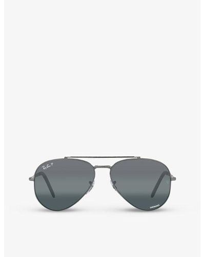 Ray-Ban Rb3625 Aviator-frame Metal Sunglasses - Gray