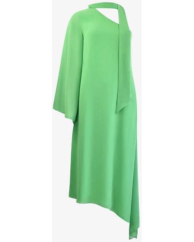 Ro&zo Oona One-shoulder Recycled-polyester Maxi Dress - Green