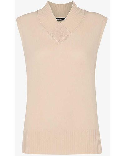 Whistles V-neck Relaxed-fit Wool Tank - White