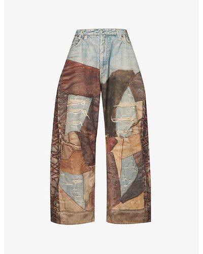 Acne Studios Trompe-l'oeil Print Wide-leg Cotton Trousers - Multicolour