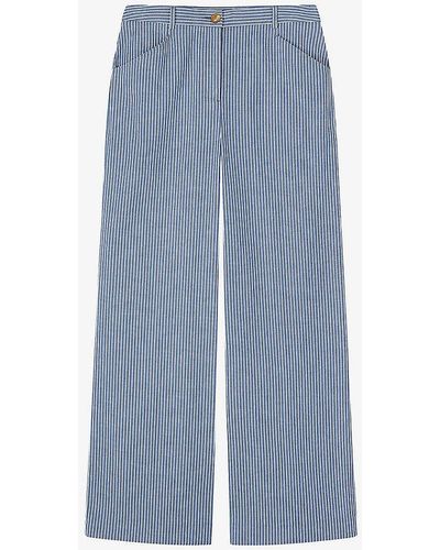 LK Bennett Gene Stripe-pattern Wide-leg Mid-rise Stretch-woven Trousers - Blue