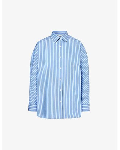 Dries Van Noten Striped Dropped-shoulder Relaxed-fit Cotton Shirt - Blue
