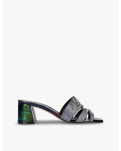 Gina Antwerp Crystal-embellished Leather Sandals - Black