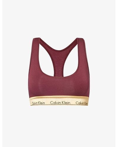 Calvin Klein Modern Logo-embroidered Cotton-blend Bra X