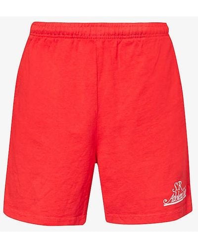Sporty & Rich Prep Branded-print Cotton-jersey Shorts X - Red