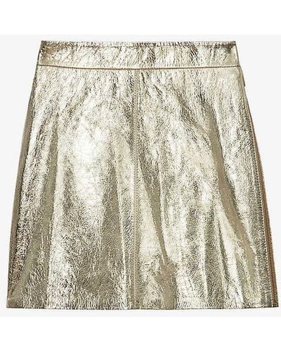 Zadig & Voltaire Jinette Regular-fit High-rise Leather Mini Skirt - Natural