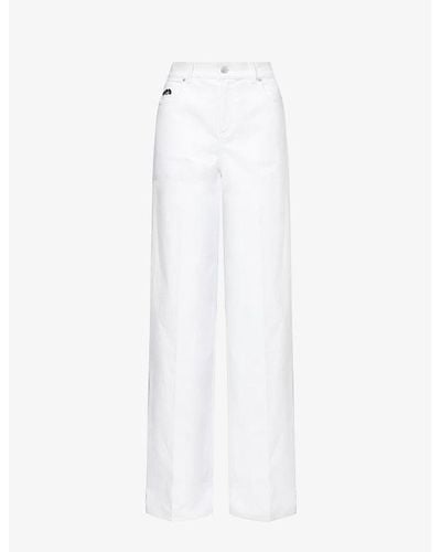 Alexander McQueen Brand-patch Wide-leg Mid-rise Stretch-denim Jeans - White
