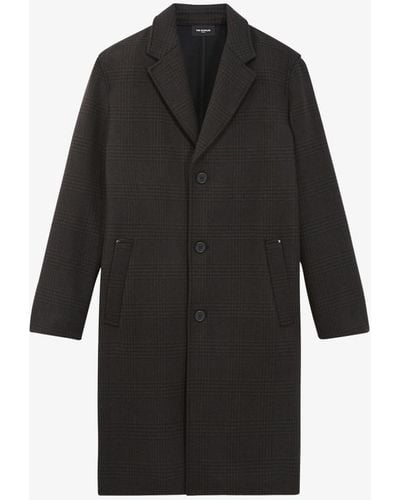 The Kooples Checked Single-breasted Wool-blend Coat - Black