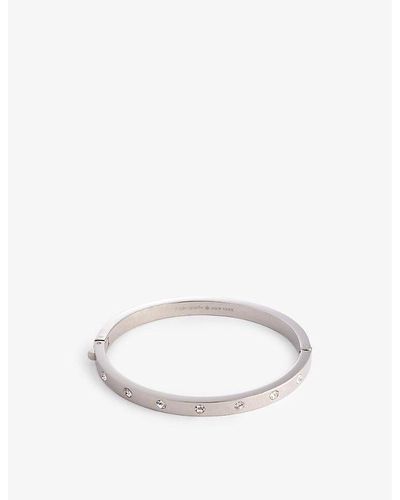 Kate Spade /silver Set In Stone Brass And Glass Bangle - Natural