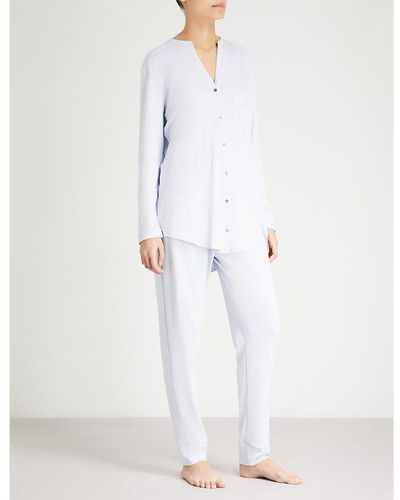 Hanro Pure Essence Cotton-jersey Pajama Set - White