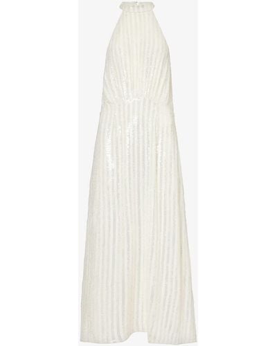 RIXO London Vivienne Sequin-embellished Woven Maxi Dress - White