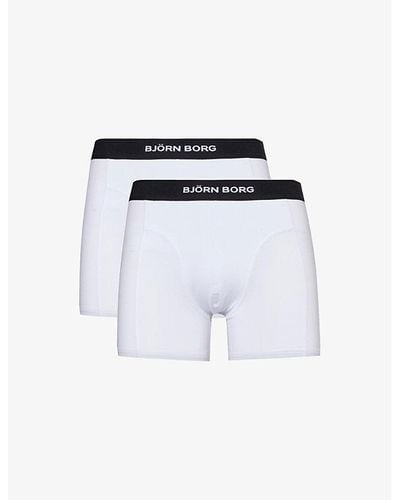 Björn Borg Logo-waistband Pack Of Two Organic Stretch-cotton Boxers - White