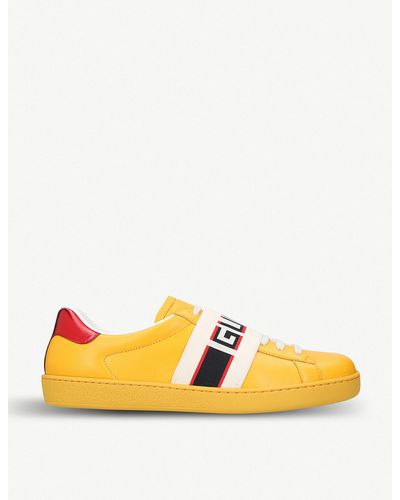 Gucci Yellow New Ace Elastic Band Sneakers