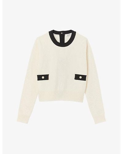 Sandro Button-embellished Wool And Cashmere-blend Sweater - Natural