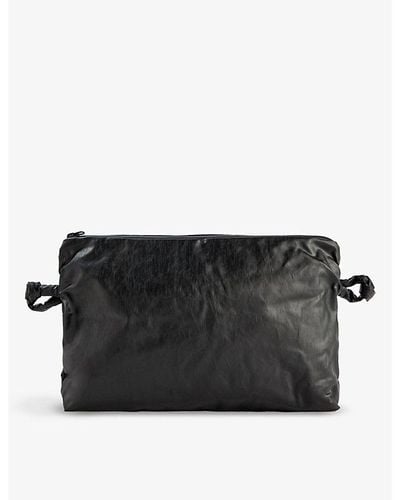 Kassl Pull-loop Faux-leather Clutch Bag - Black