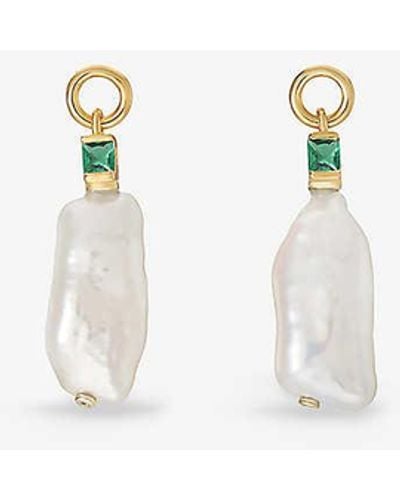 V By Laura Vann Emily 18ct Yellow -plated Recycled Vermeil Sterling-silver Baroque Pearl And Cubic Zirconia Drop Earrings - White
