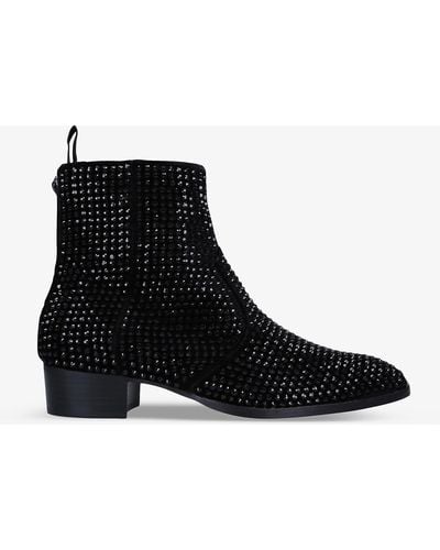 Kurt Geiger Gin Studded Suede Ankle Boots - Black