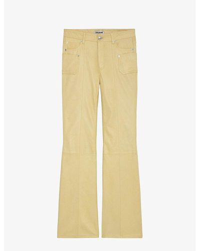 Zadig & Voltaire Elvir High-rise Flared-leg Leather Pants - Yellow
