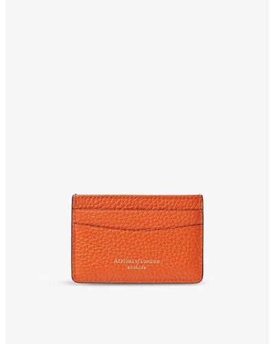 Aspinal of London Slim Logo-embossed Leather Credit Card Case - Orange