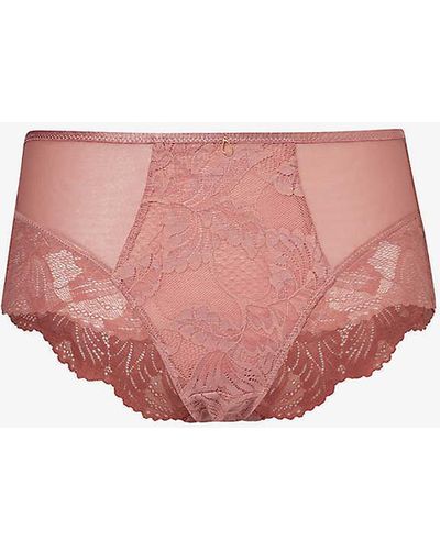 Panache Radiance Floral-embroidered Mid-rise Stretch-lace Briefs - Pink