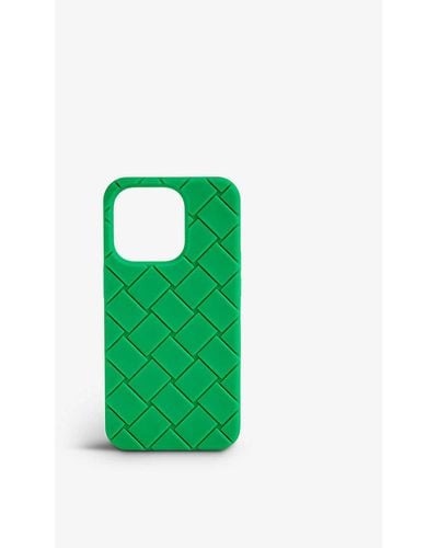 Bottega Veneta Intrecciato Iphone 14 Pro Max Rubber Phone Case - Green