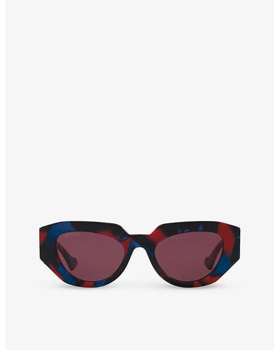Gucci Gc002107 Rectangle-frame Acetate Sunglasses - Purple