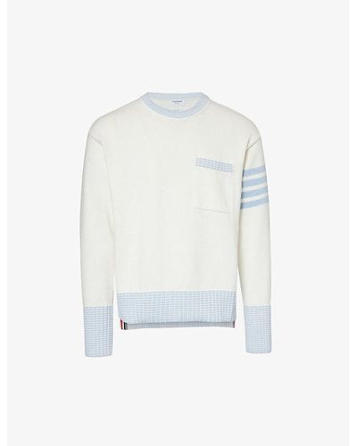 Thom Browne Hector Icon Four-bar Cotton-knit Sweater - White