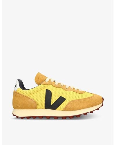 Veja Rio Branco Logo-embroidered Recycled-polyester Low-top Trainers - Yellow